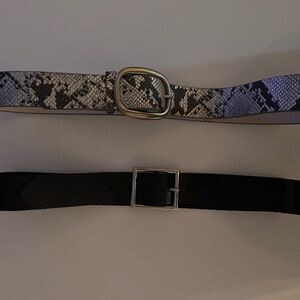 Snakeskin and Black Leather Belts